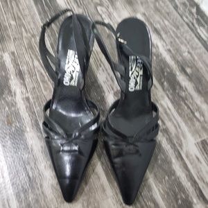 ⭐ Salvatore Ferragamo Black Leather Mule Slingback